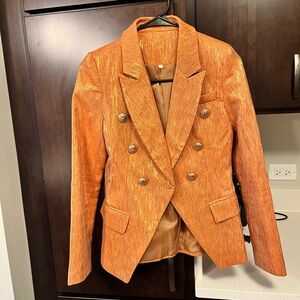 Gold color blazer with gold color buttons- Size S